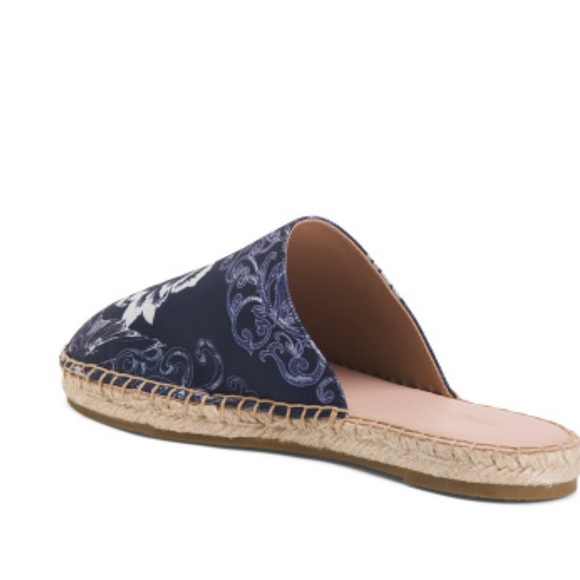 Johnny Was Olivia Printed Espadrille Mules Navy Floral Slip-On Shoes Size 7.5 - Picture 2 of 8